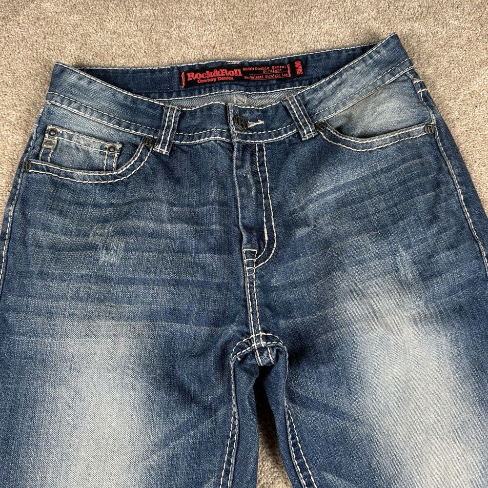 Rock & Roll Double Barrel Cowboy Denim Jeans Mens 33x30 Relaxed Fit Straight Leg